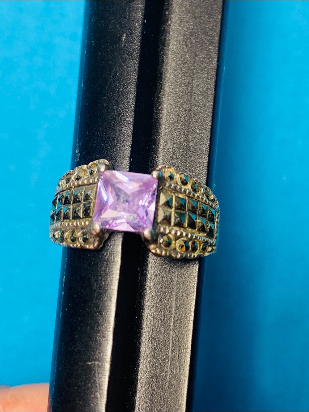 Purple Square-Cut Crystal Statement Ring - Brand Size 7